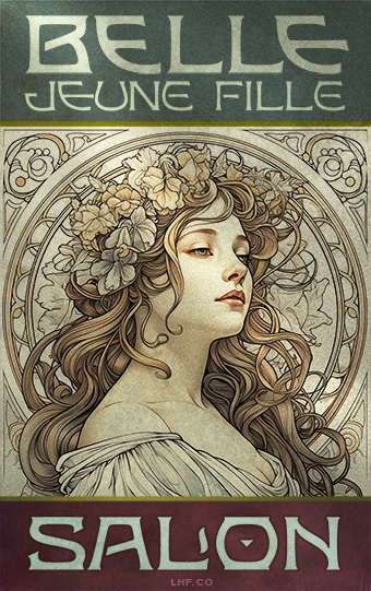 Vintage Art Nouveau design using LHF Nouveau Block fonts