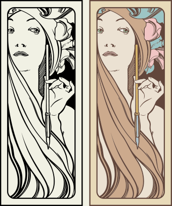 Vector Mucha Lady